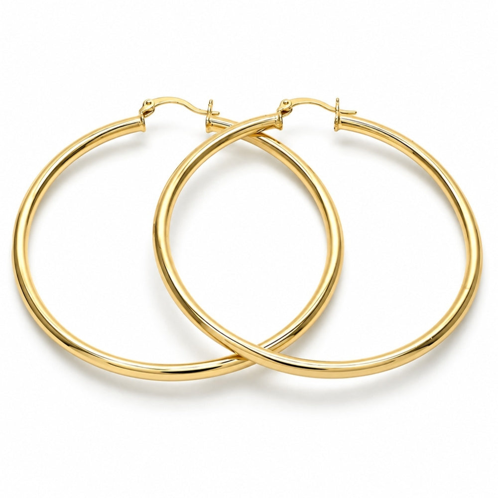 Oro Laminado Large Hoop, Gold Filled Style Hollow Design, Polished, Golden Finish