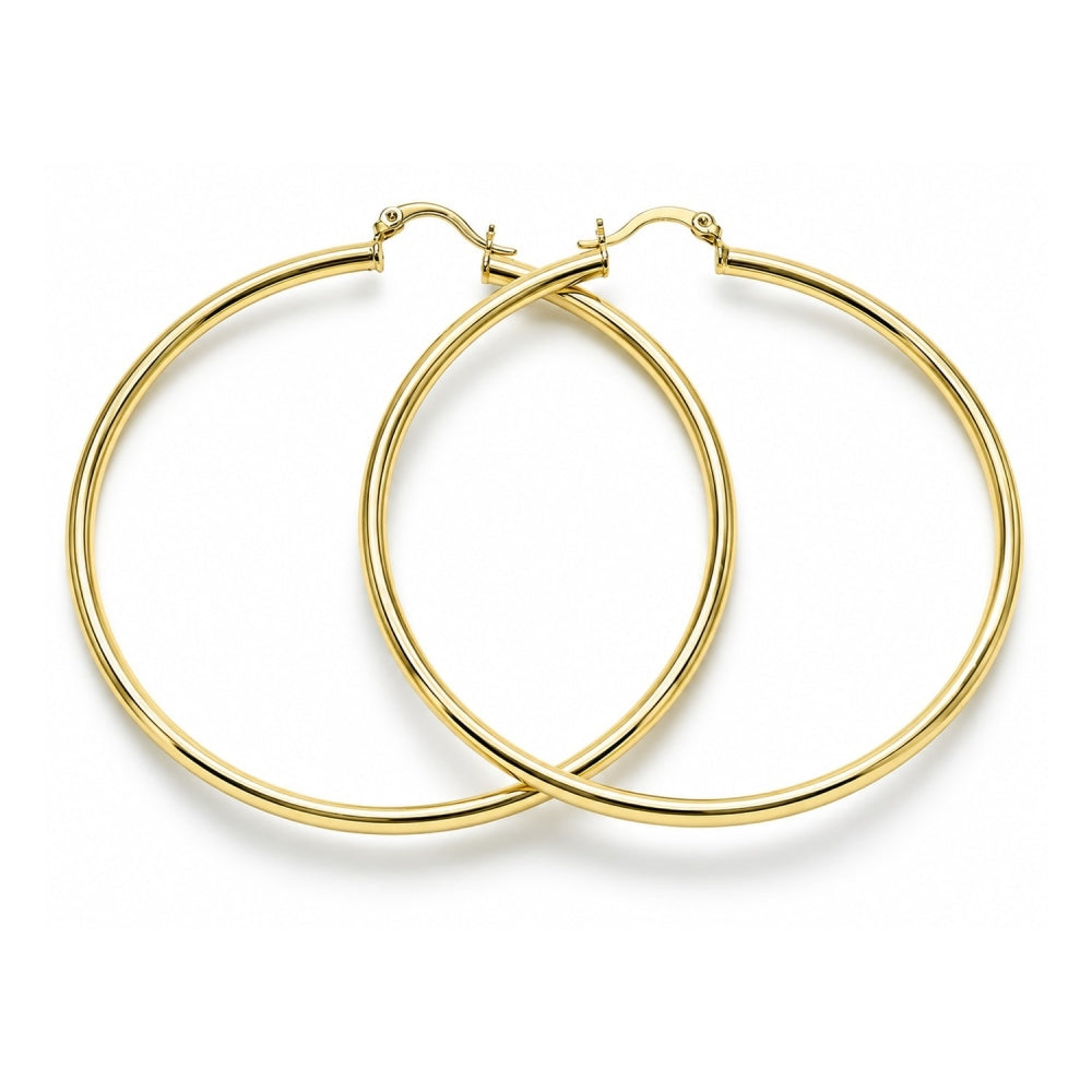 Oro Laminado Extra Large Hoop, Gold Filled Style Hollow Design, Polished, Golden Finish