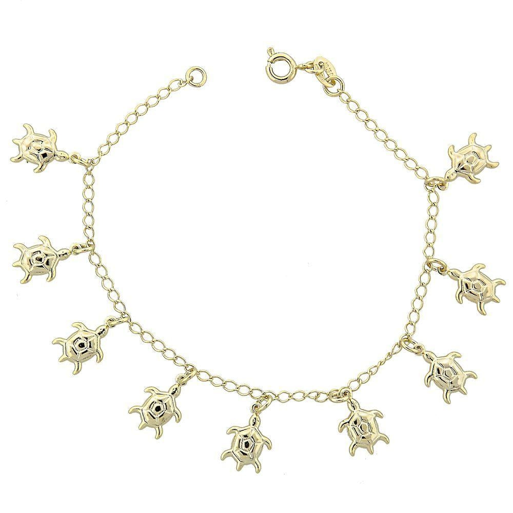 Oro Laminado Charm Bracelet, Gold Filled Style Polished, Golden Finish