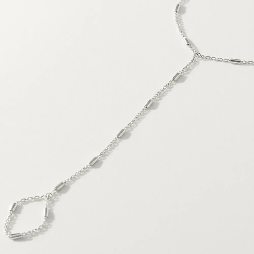 Silver Beaded Hand Chain