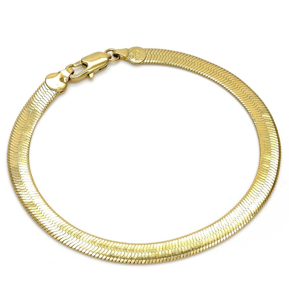 Oro Laminado Basic Bracelet, Gold Filled Style Herringbone Design, Polished, Golden Finish