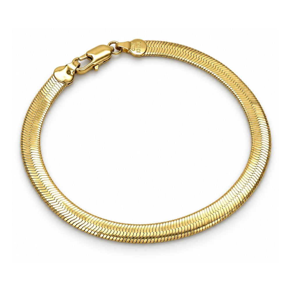 Oro Laminado Basic Bracelet, Gold Filled Style Herringbone Design, Polished, Golden Finish