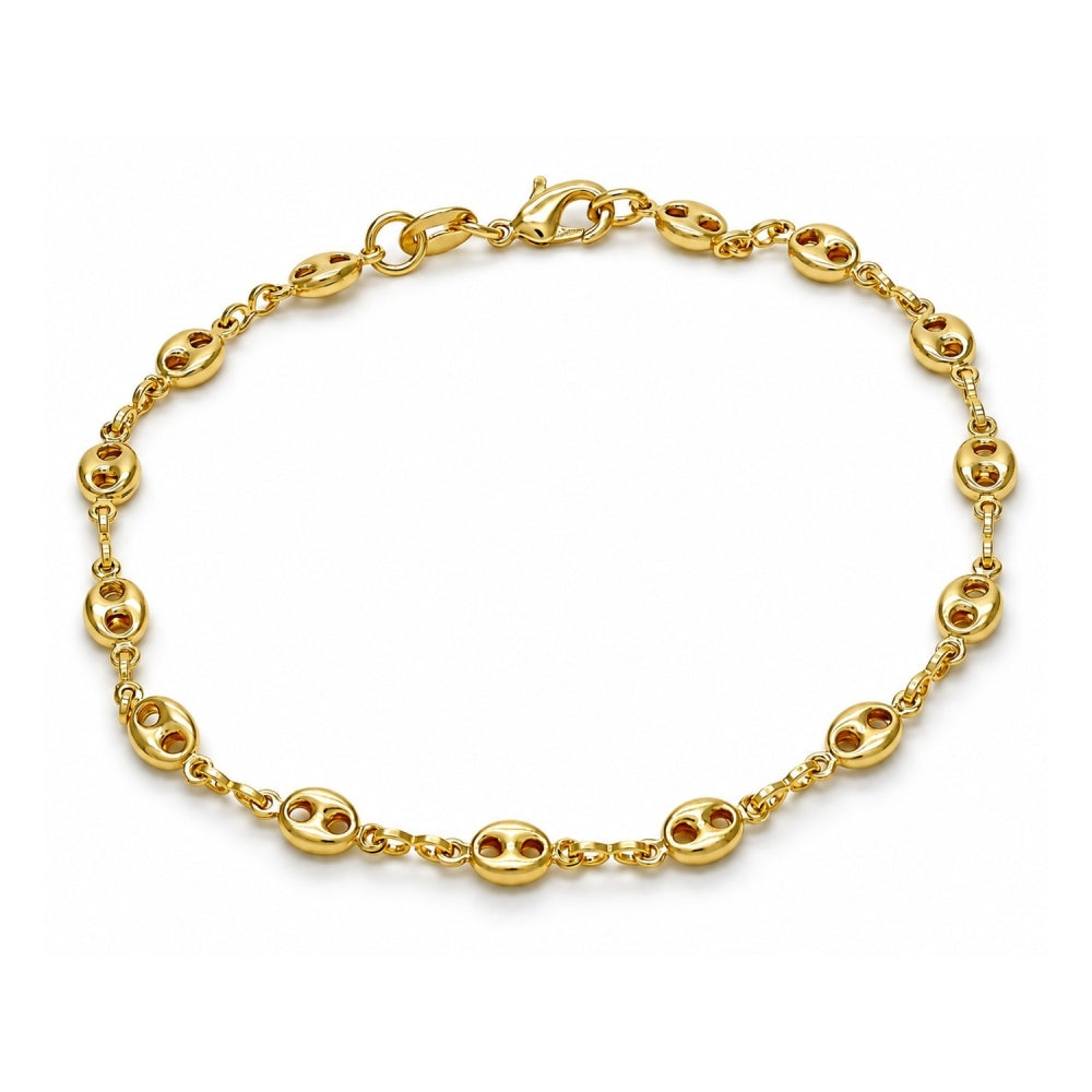 Oro Laminado Basic Bracelet, Gold Filled Style Puff Mariner Design, Polished, Golden Finish