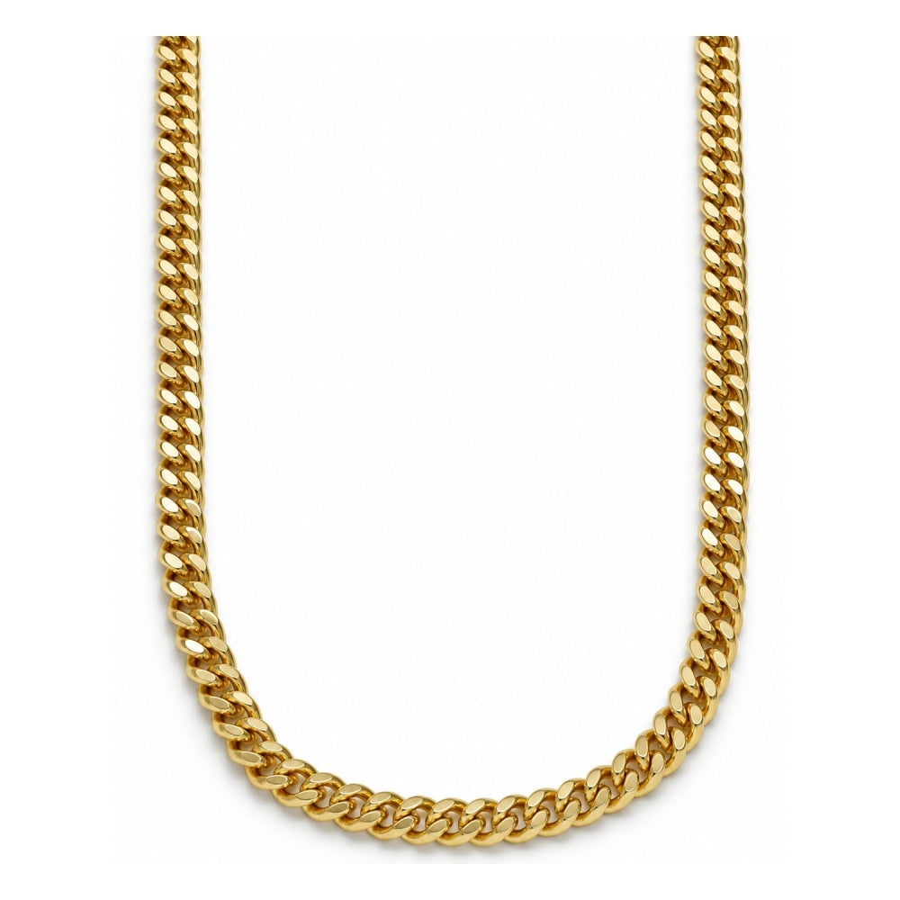 Oro Laminado Basic Necklace, Gold Filled Style Miami Cuban Design, Polished, Golden Finish