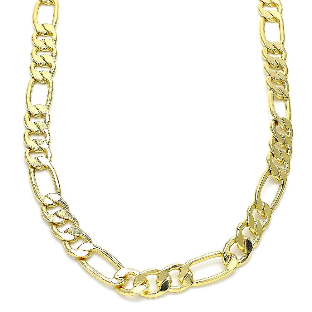Oro Laminado Basic Necklace, Gold Filled Style Figaro Design, Polished, Golden Finish
