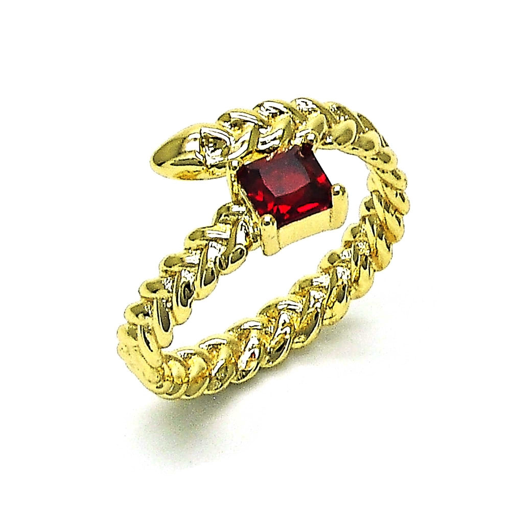 Oro Laminado Multi Stone Ring, Gold Filled Style with Garnet Cubic Zirconia, Polished, Golden Finish