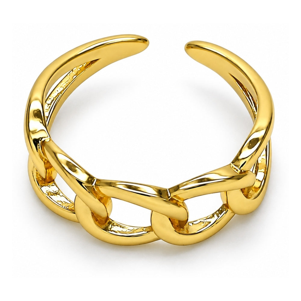 Oro Laminado Elegant Ring, Gold Filled Style Curb Design, Polished, Golden Finish