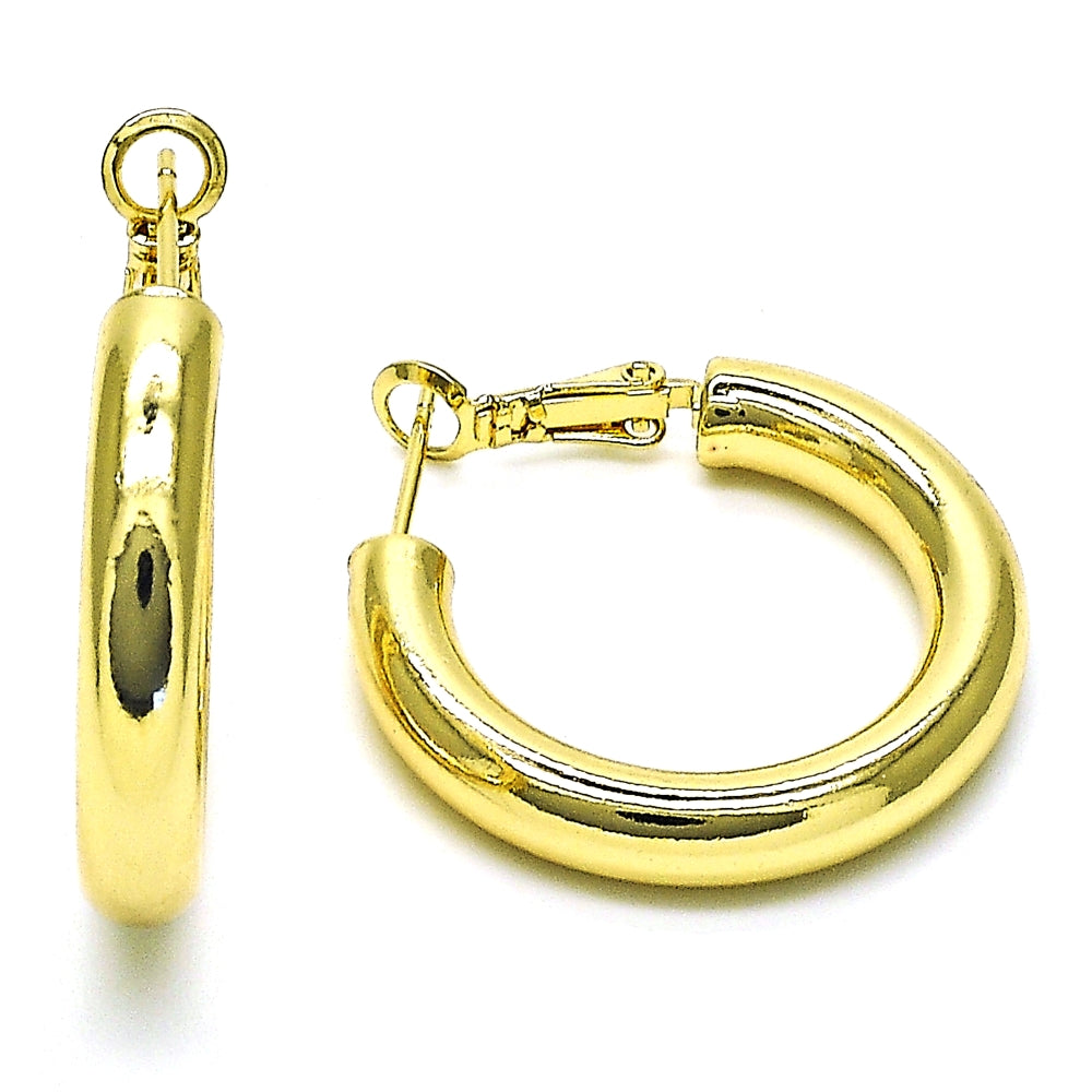 Oro Laminado Medium Hoop, Gold Filled Style Hollow Design, Polished, Golden Finish