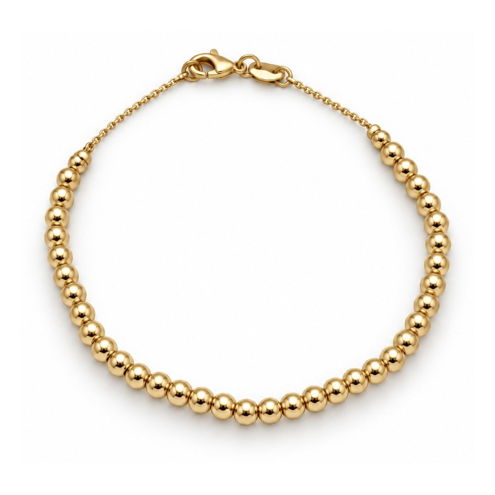 Oro Laminado Fancy Bracelet, Gold Filled Style Ball Design, Polished, Golden Finish