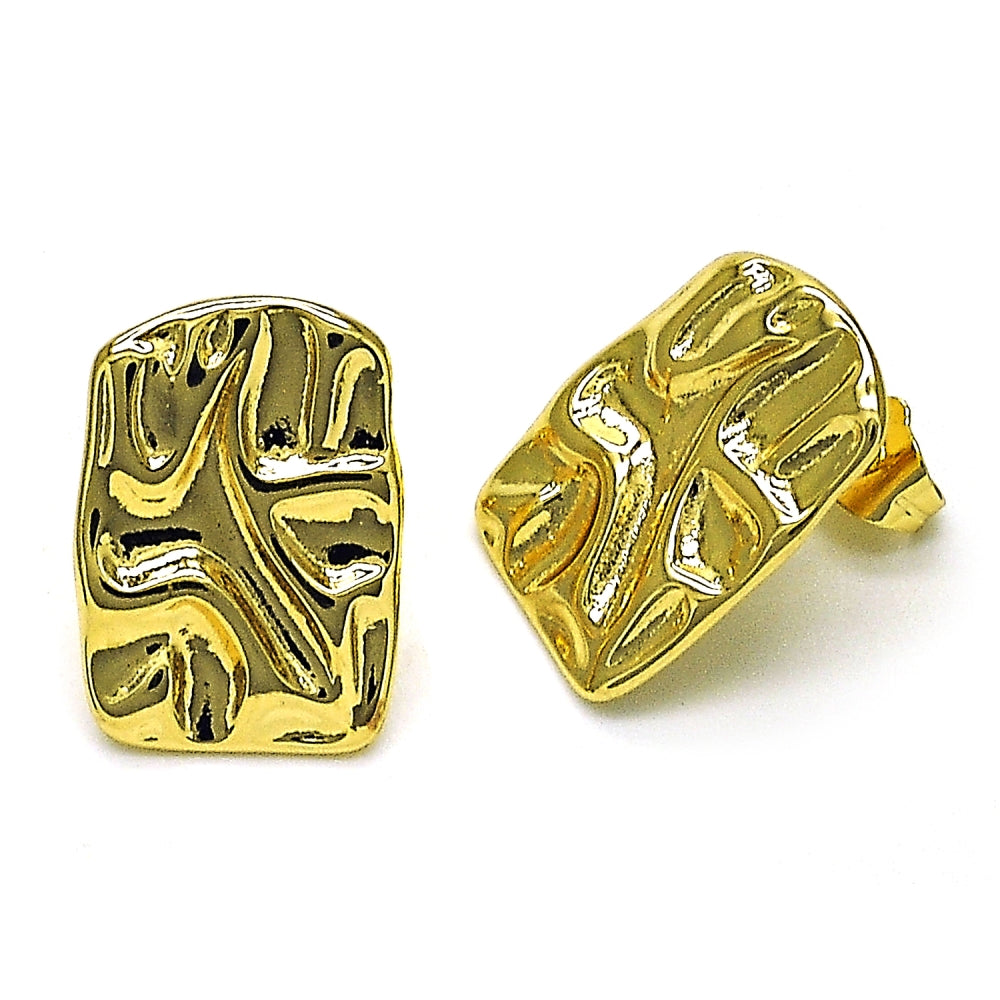 Oro Laminado Stud Earring, Gold Filled Style Polished, Golden Finish