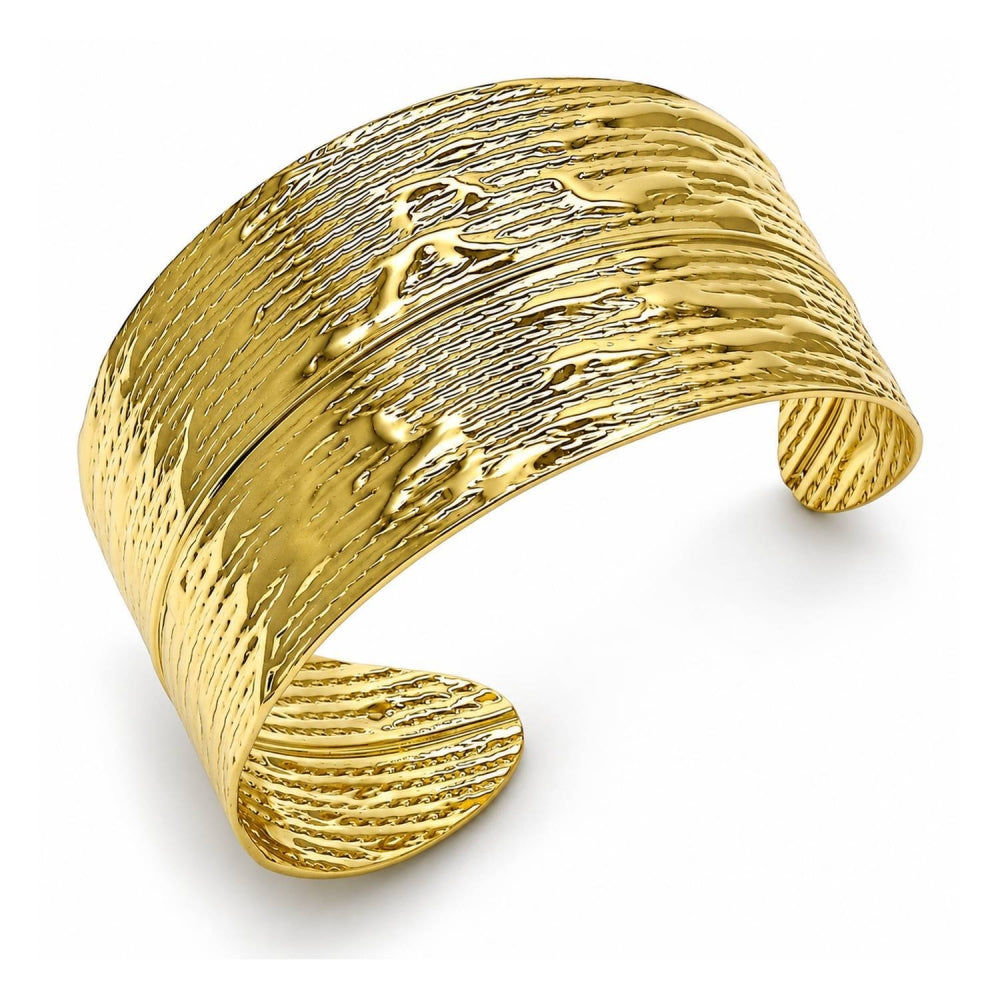 Oro Laminado Individual Bangle, Gold Filled Style Leaf Design, Polished, Golden Finish