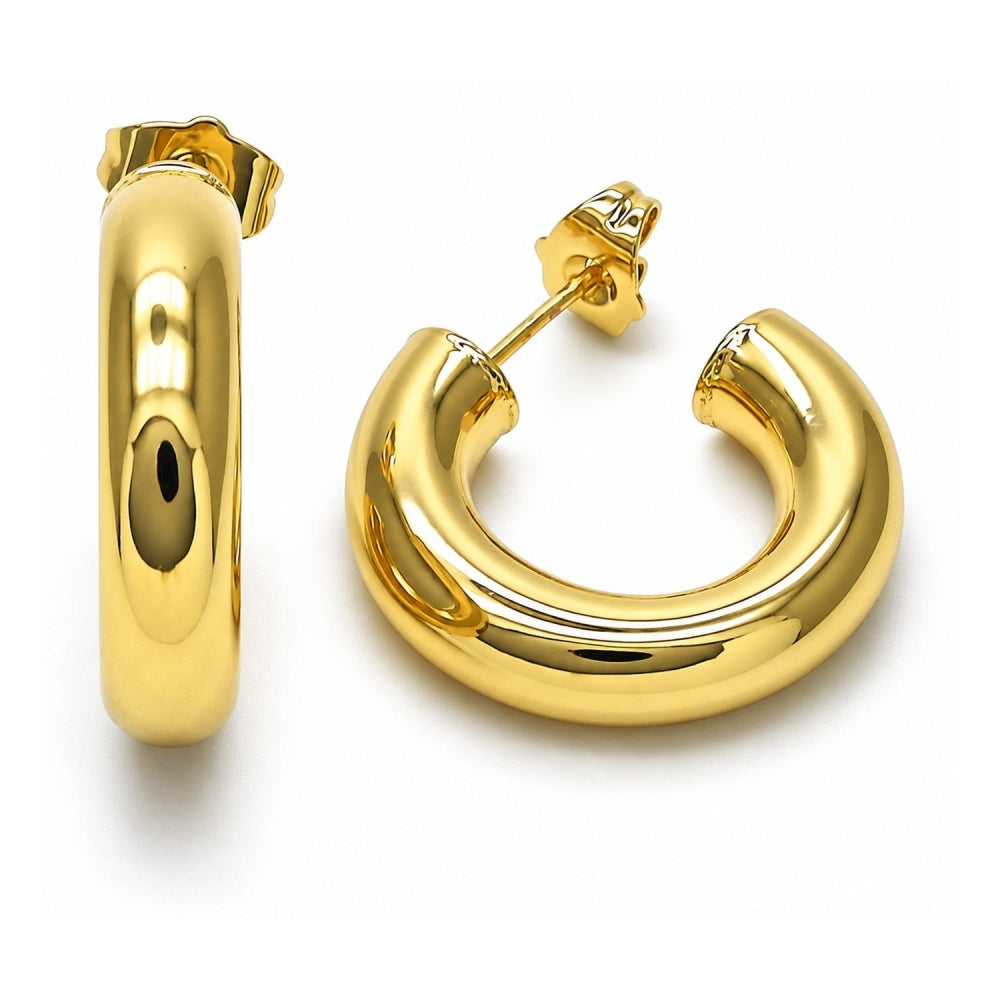 Oro Laminado Small Hoop, Gold Filled Style Hollow Design, Polished, Golden Finish