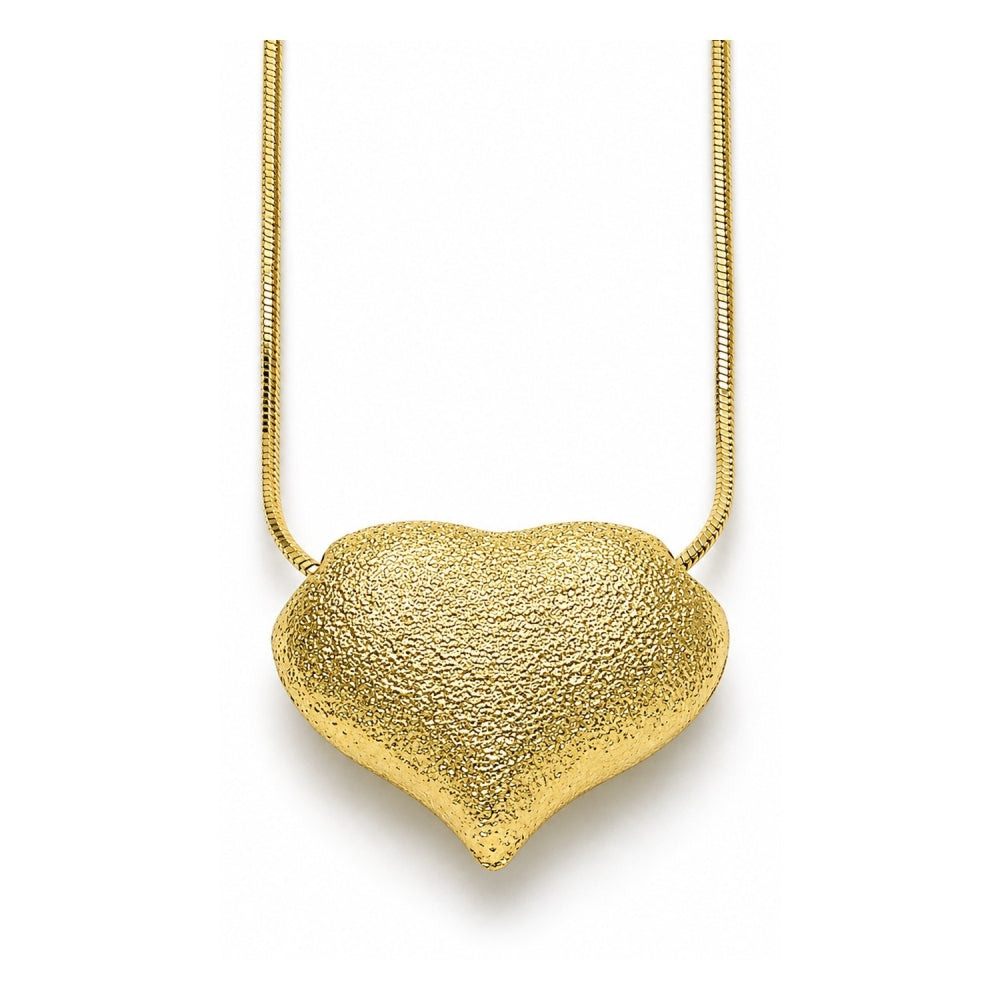 Oro Laminado Pendant Necklace, Gold Filled Style Heart and Hollow Design, Matte Finish, Golden Finish
