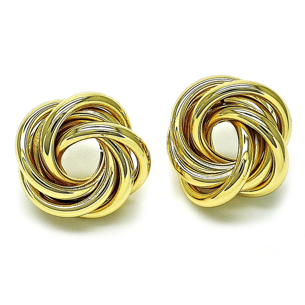 Oro Laminado Stud Earring, Gold Filled Style Love and Twist Design, Polished, Golden Finish