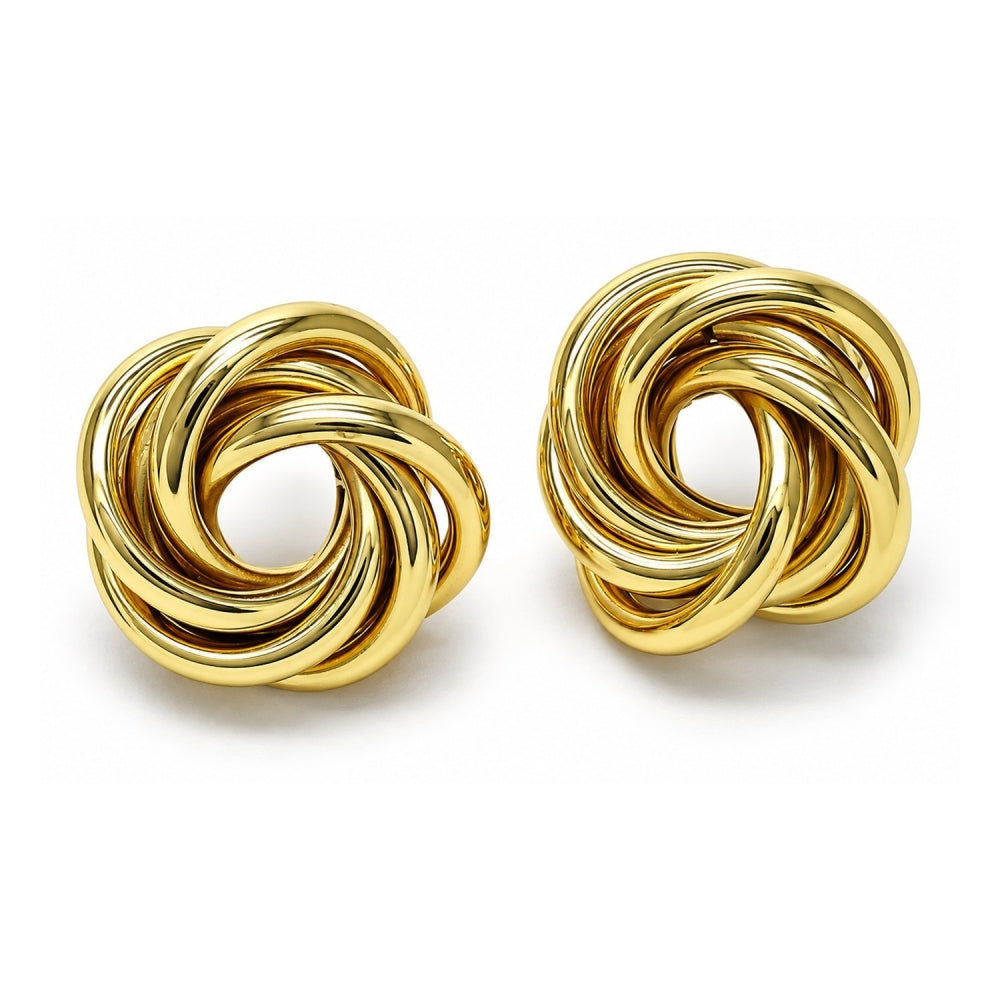 Oro Laminado Stud Earring, Gold Filled Style Love and Twist Design, Polished, Golden Finish