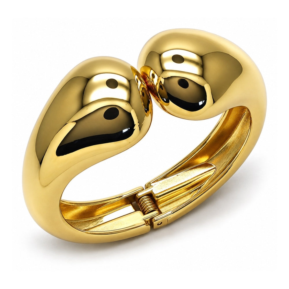 Oro Laminado Individual Bangle, Gold Filled Style Teardrop Design, Polished, Golden Finish