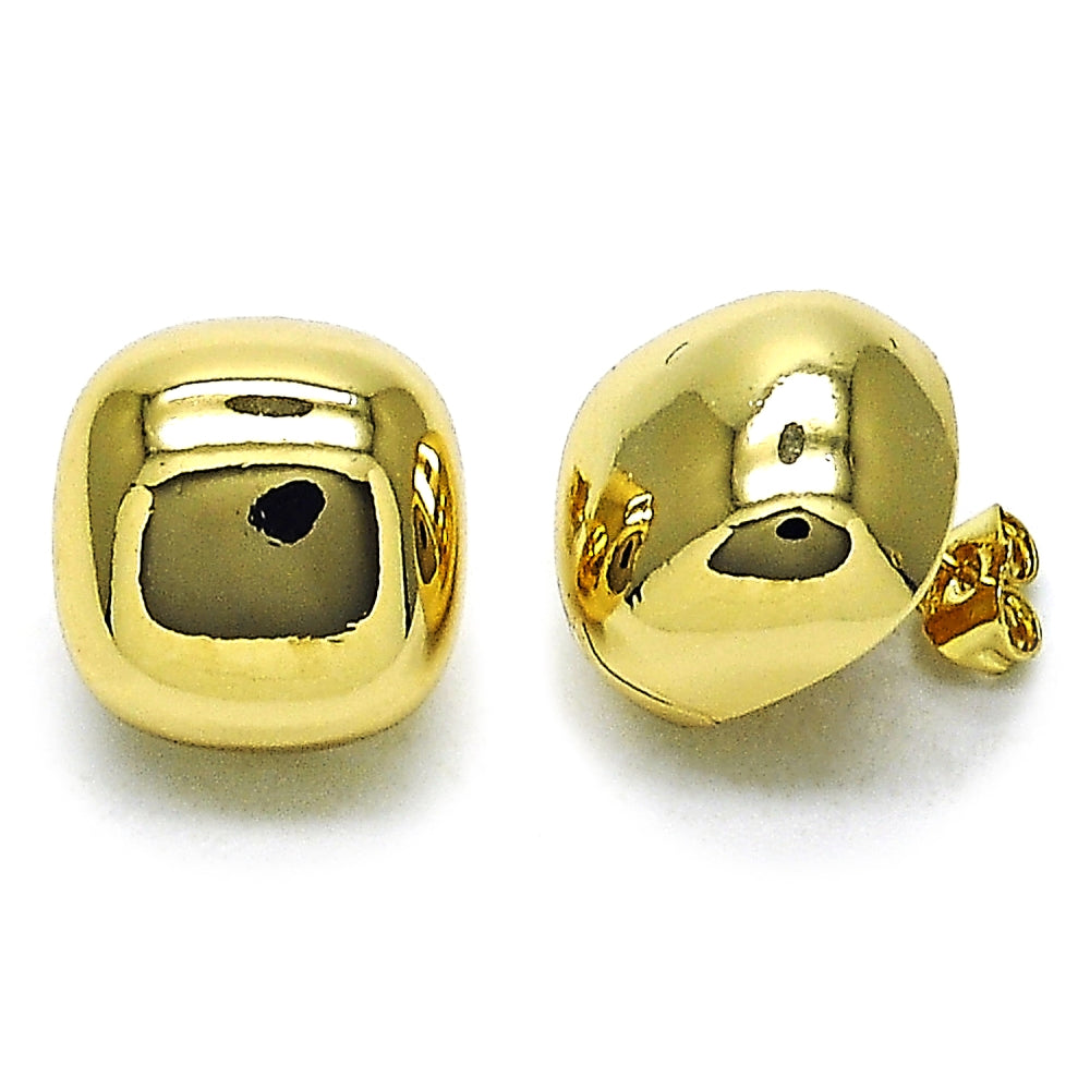Oro Laminado Stud Earring, Gold Filled Style Polished, Golden Finish