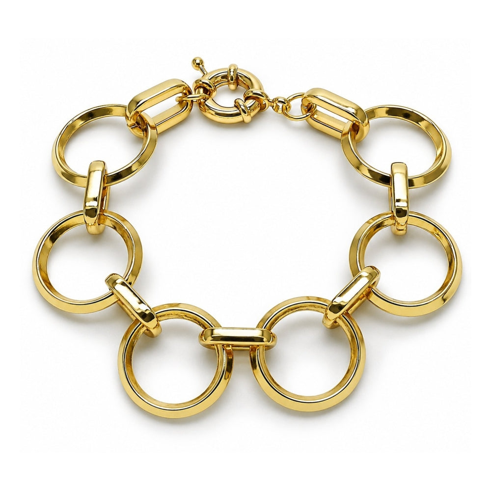 Oro Laminado Fancy Bracelet, Gold Filled Style Rolo Design, Polished, Golden Finish