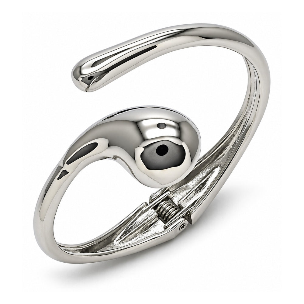 White Gold Filled Individual Bangle, Teardrop Design, Polished, Rhodium Finish