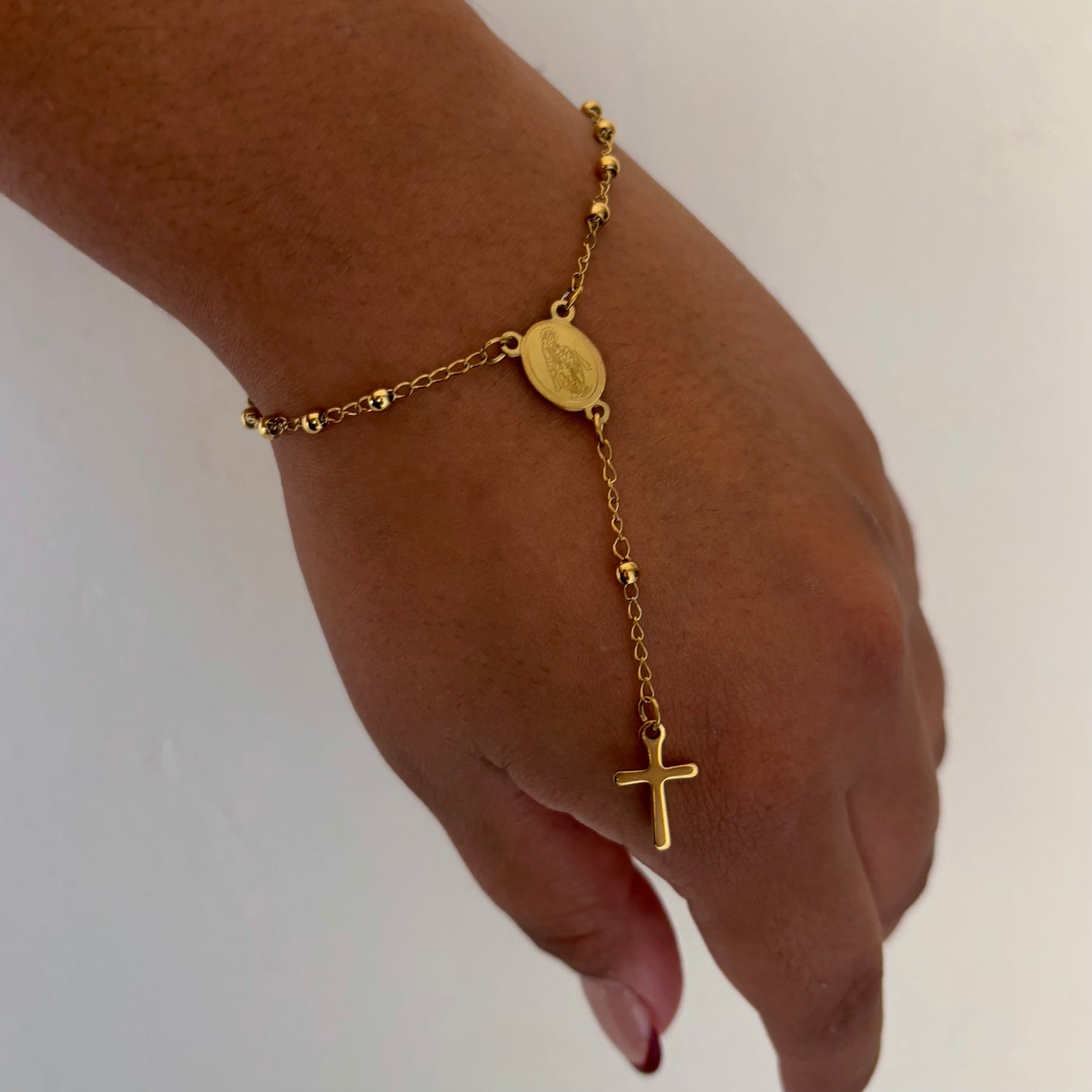 Thin Gold Rosary Bracelet