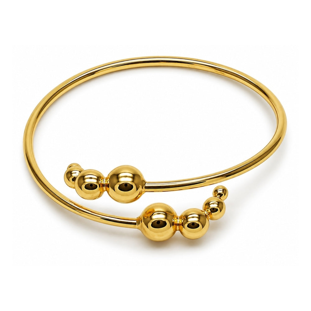 Oro Laminado Individual Bangle, Gold Filled Style Ball Design, Polished, Golden Finish