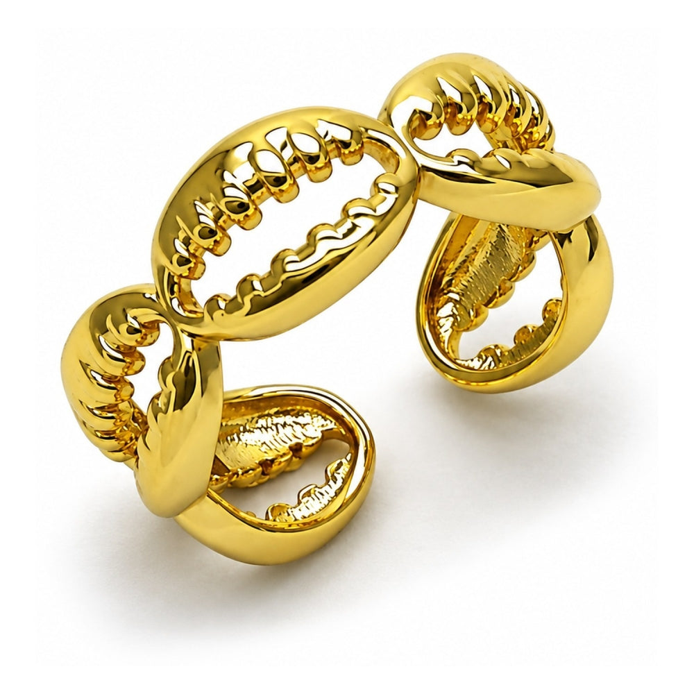 Oro Laminado Elegant Ring, Gold Filled Style Shell Design, Polished, Golden Finish