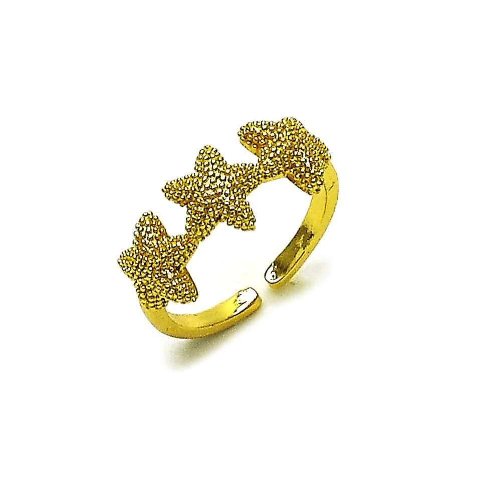 Oro Laminado Elegant Ring, Gold Filled Style Star Design, Matte Finish, Golden Finish