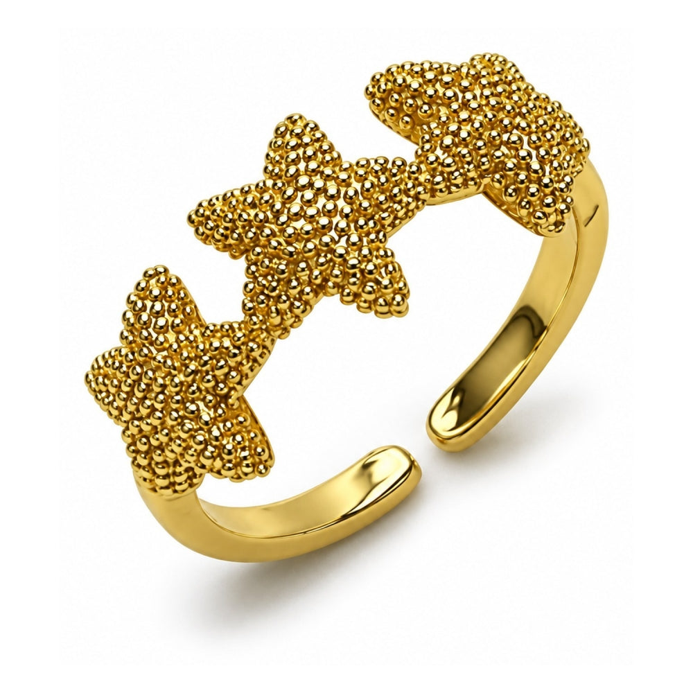 Oro Laminado Elegant Ring, Gold Filled Style Star Design, Matte Finish, Golden Finish