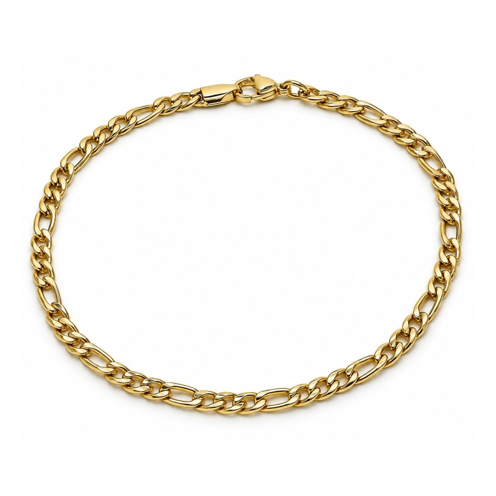 Oro Laminado Basic Anklet, Gold Filled Style Figaro Design, Polished, Golden Finish
