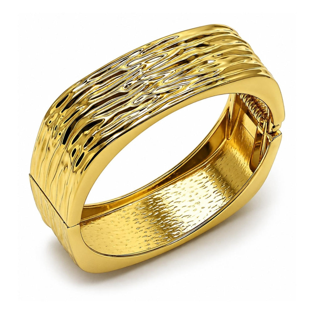 Oro Laminado Individual Bangle, Gold Filled Style Diamond Cutting Finish, Golden Finish