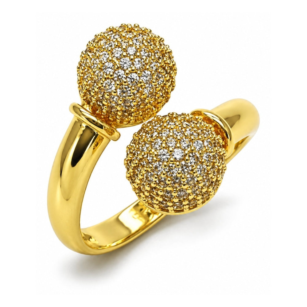 Oro Laminado Multi Stone Ring, Gold Filled Style Ball Design, with White Cubic Zirconia, Polished, Golden Finish
