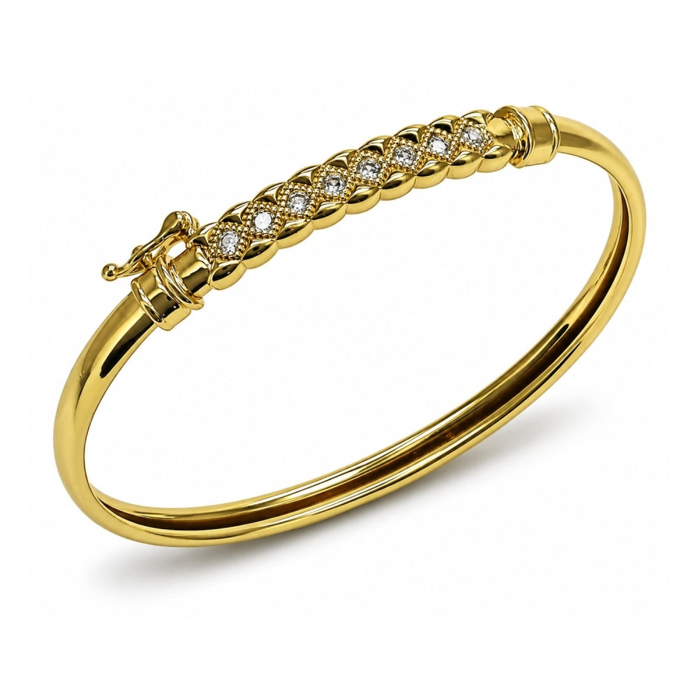 Oro Laminado Individual Bangle, Gold Filled Style with White Cubic Zirconia, Polished, Golden Finish