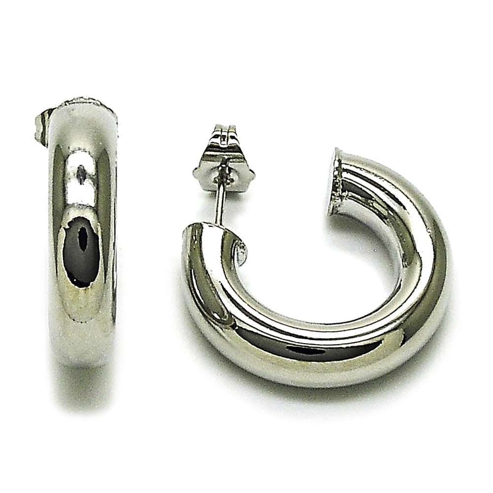 Rhodium Gold Filled Small Hoop, Hollow Design, Polished, Rhodium Finish