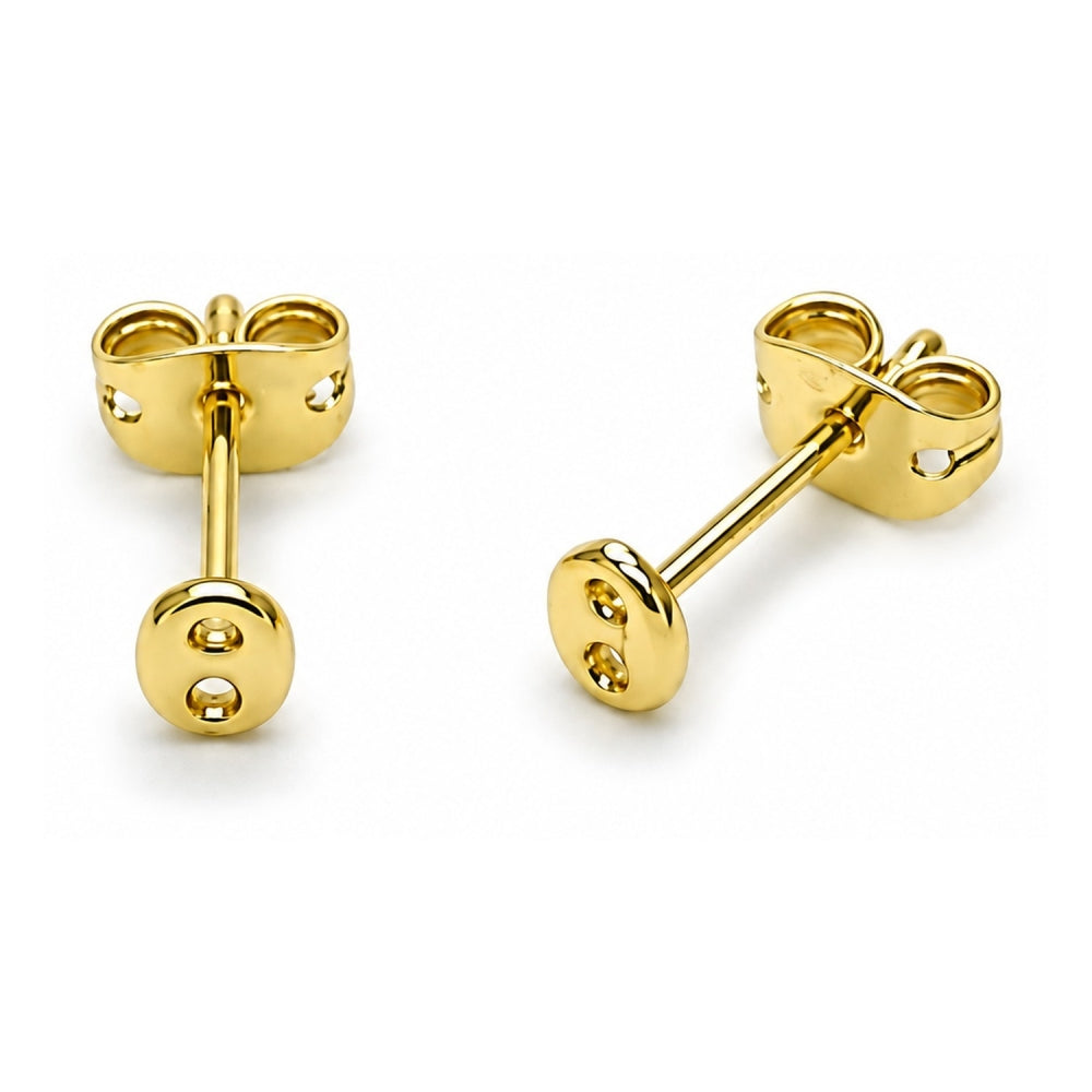 Oro Laminado Stud Earring, Gold Filled Style Puff Mariner Design, Polished, Golden Finish