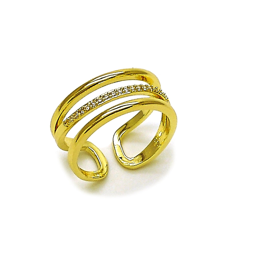 Oro Laminado Multi Stone Ring, Gold Filled Style with White Micro Pave, Polished, Golden Finish