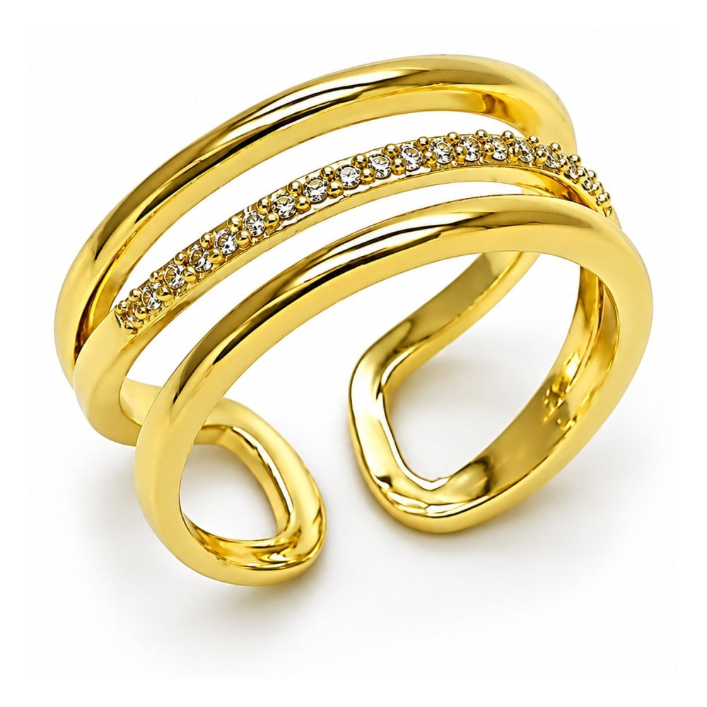 Oro Laminado Multi Stone Ring, Gold Filled Style with White Micro Pave, Polished, Golden Finish