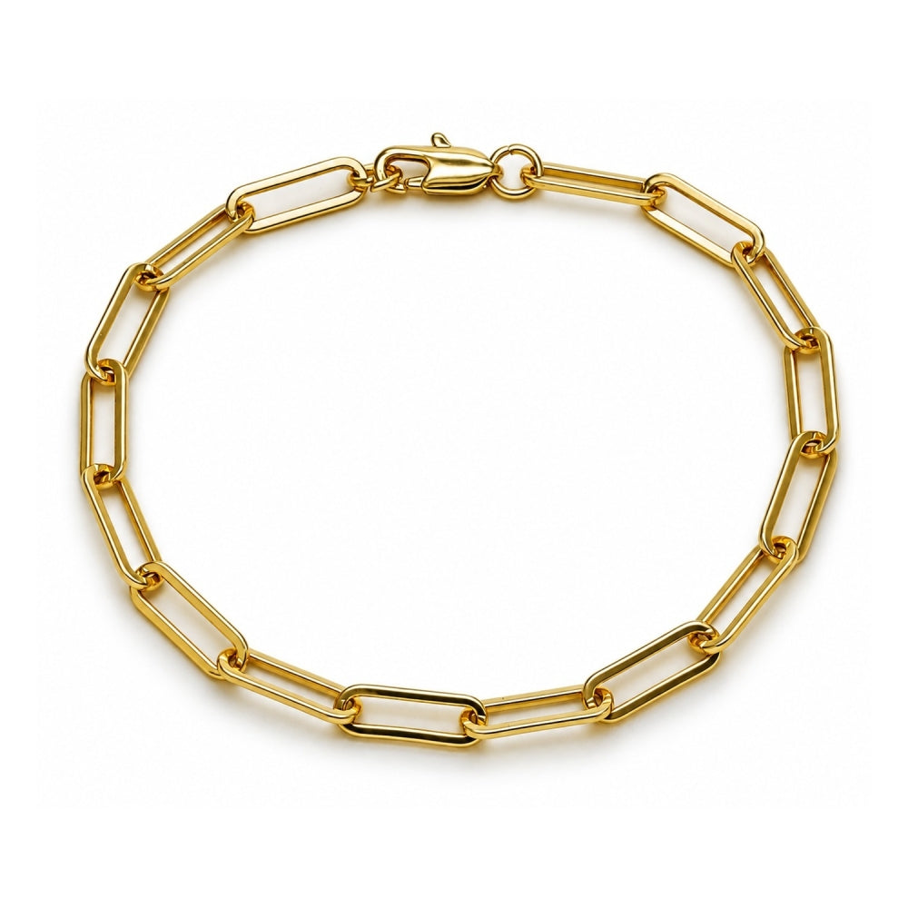 Oro Laminado Fancy Bracelet, Gold Filled Style Paperclip Design, Polished, Golden Finish
