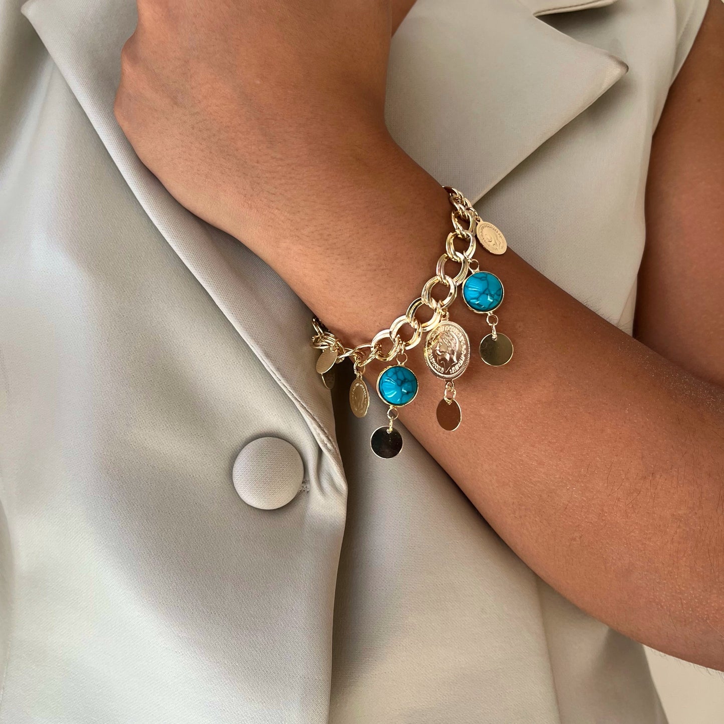 Turquoise Coin Bracelet