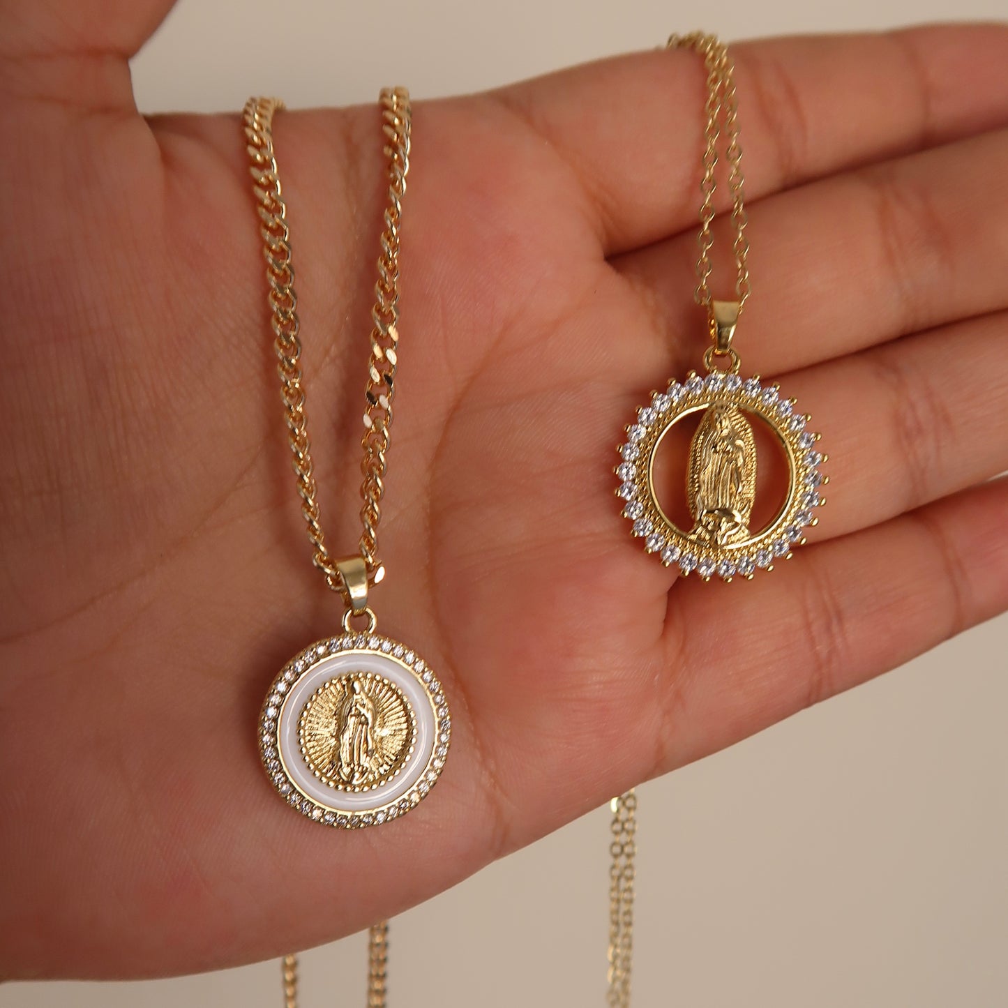 White Virgen De Guadalupe Necklace
