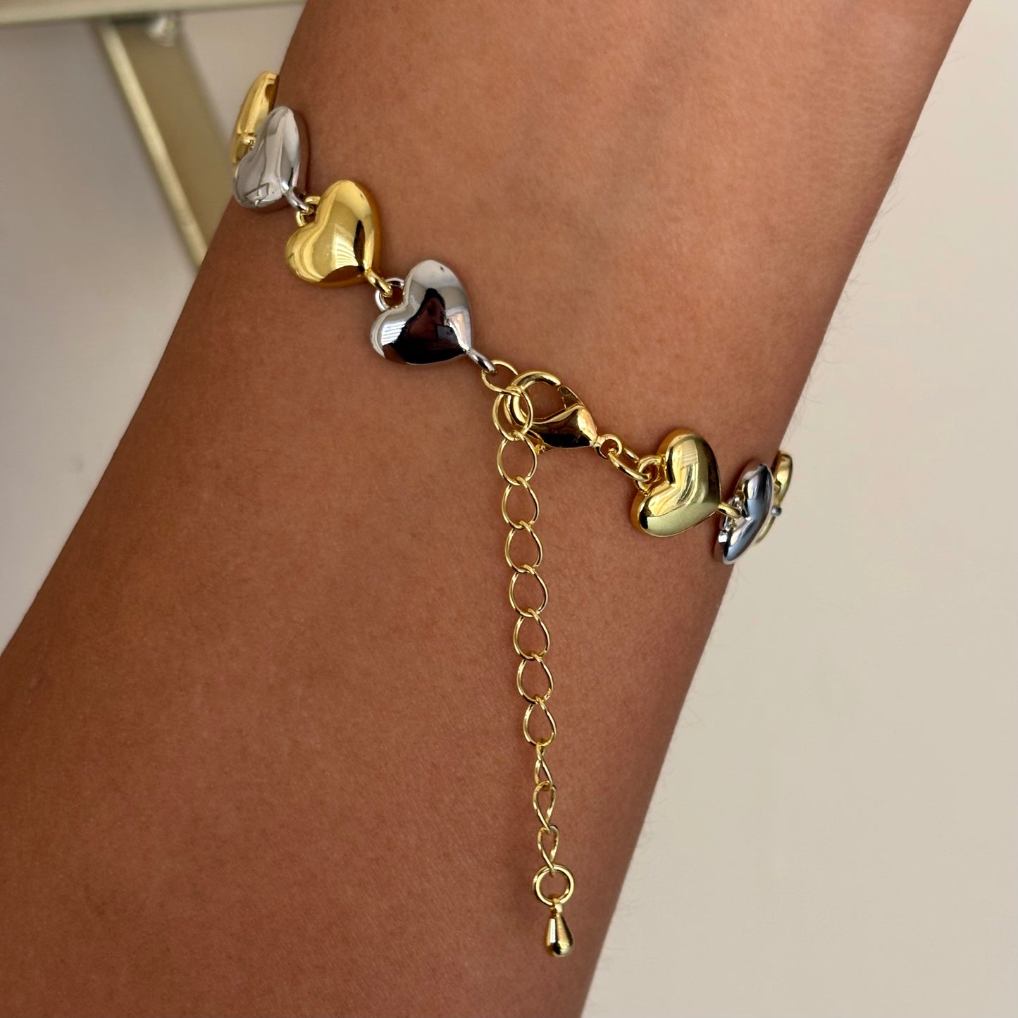 Mixed Metal Heart Bracelet