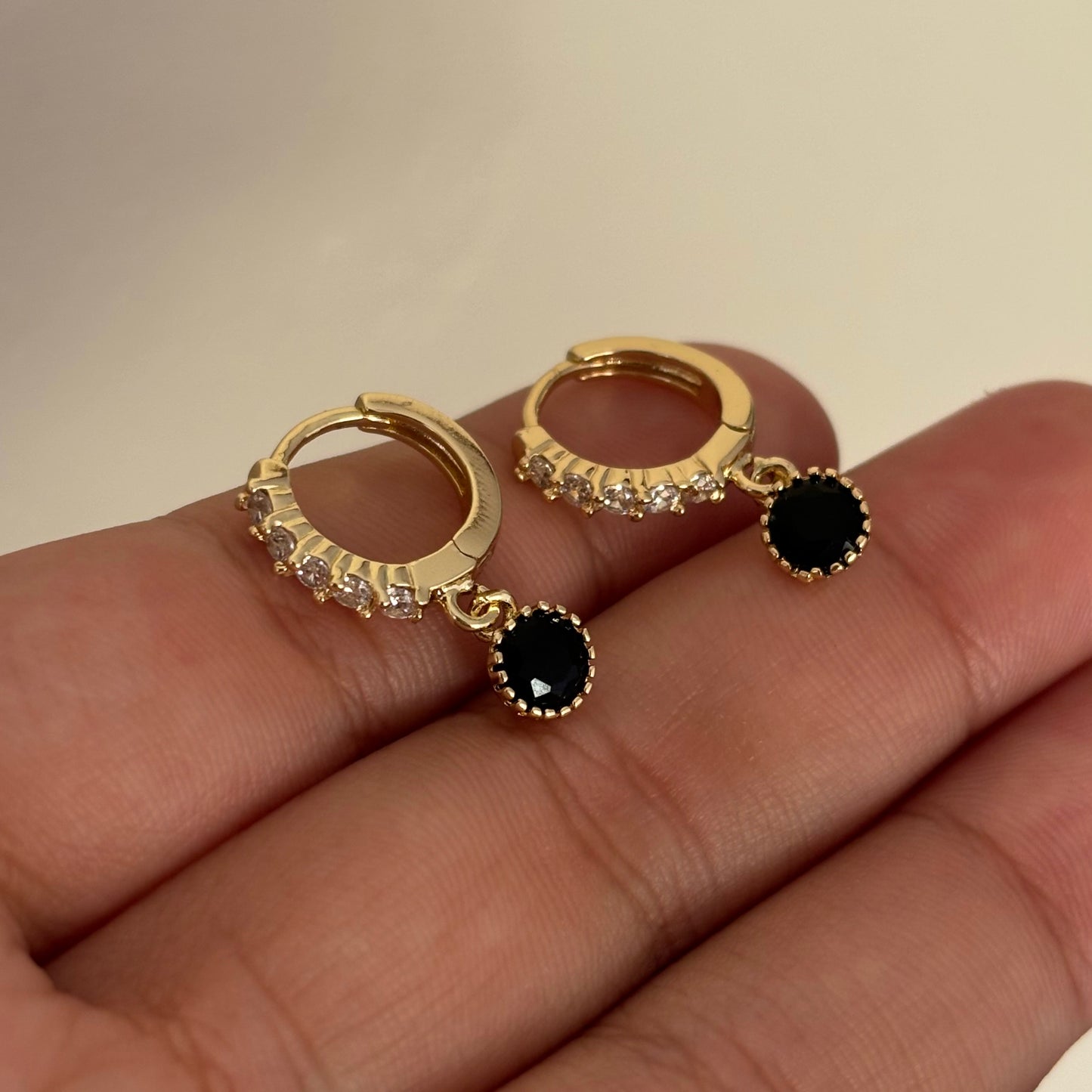 Black Huggie Hoops