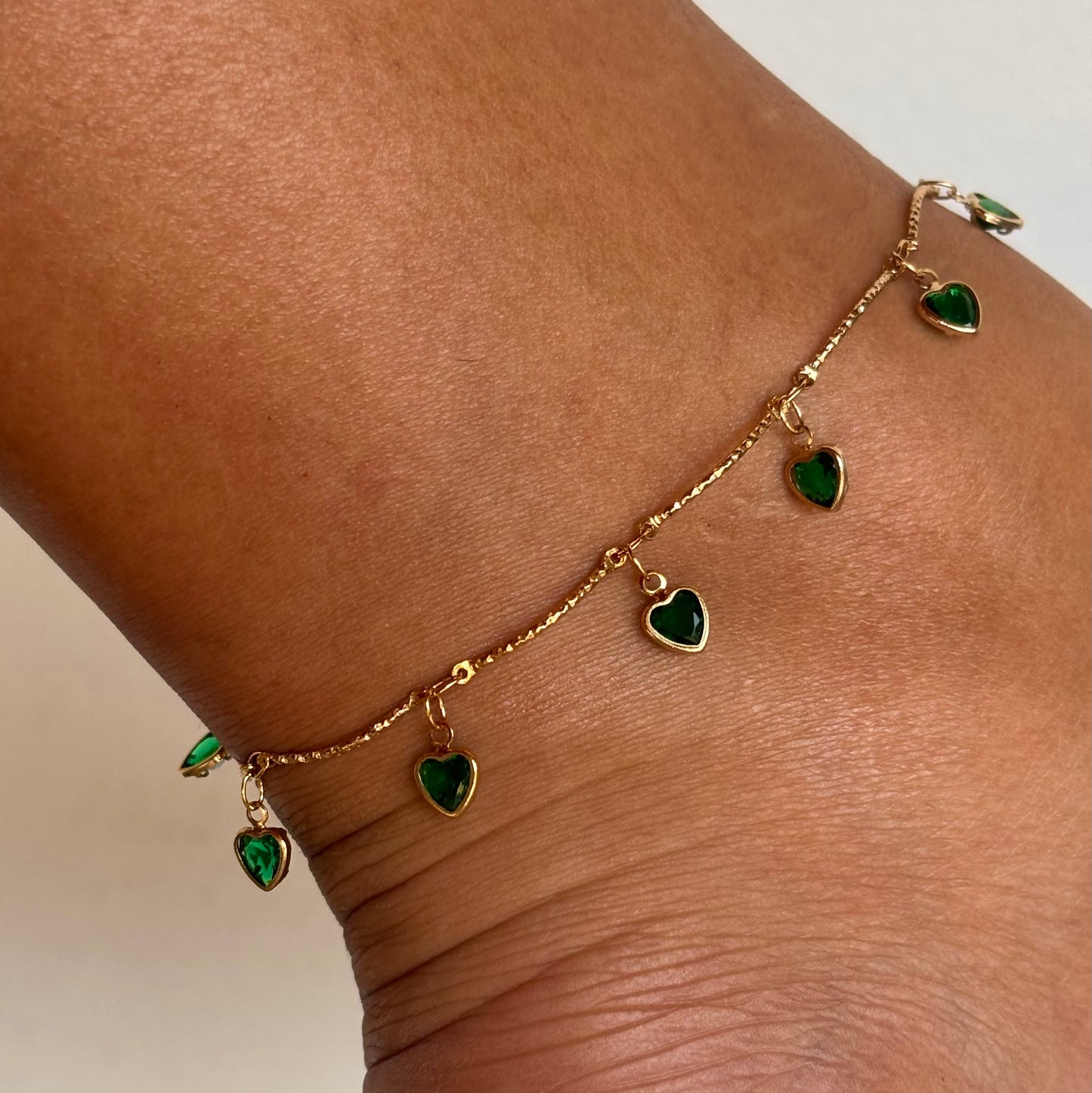 Emerald Hearts Anklet