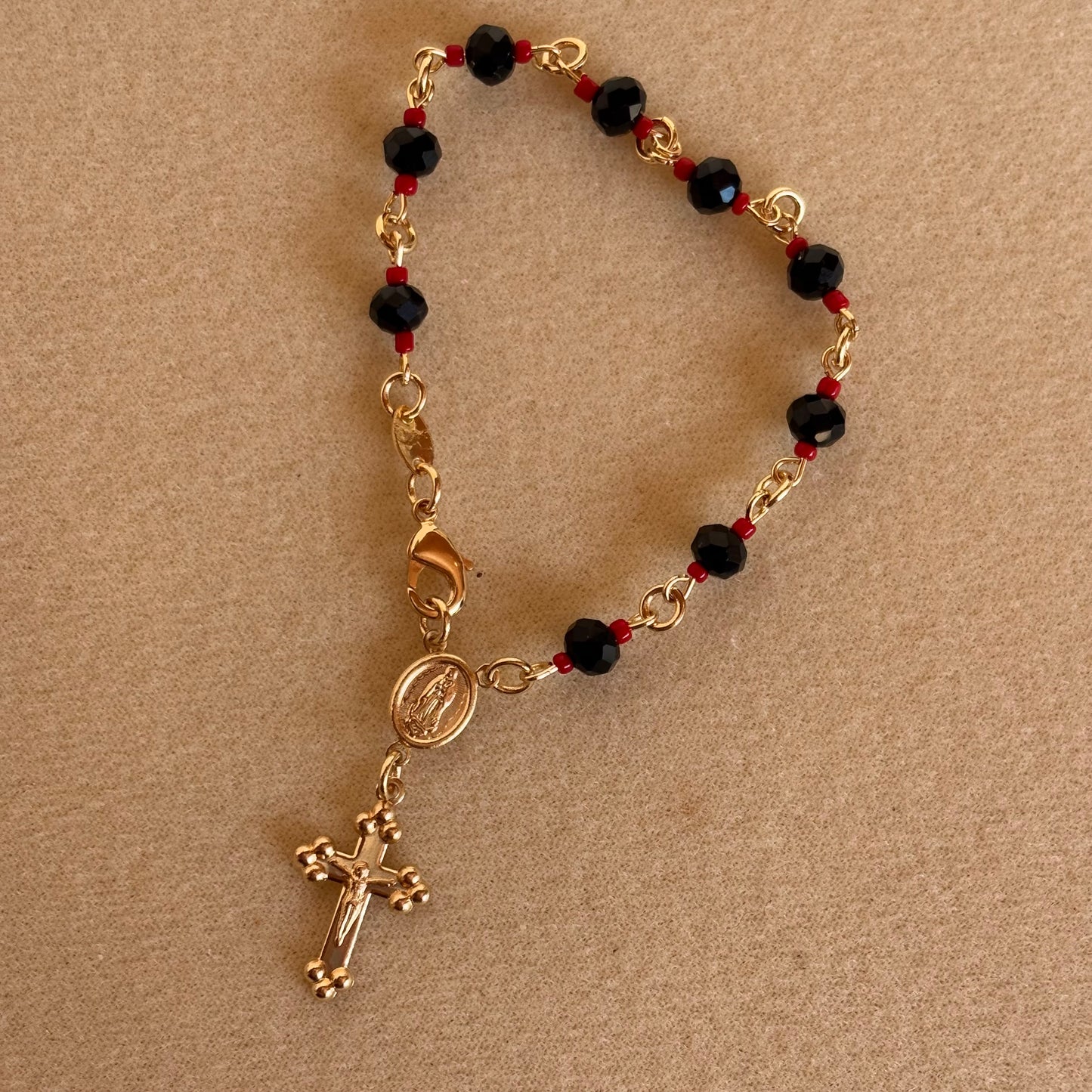 Red & Black Rosary Bracelet