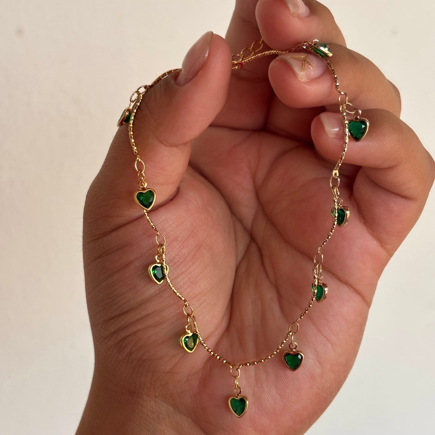 Emerald Hearts Anklet