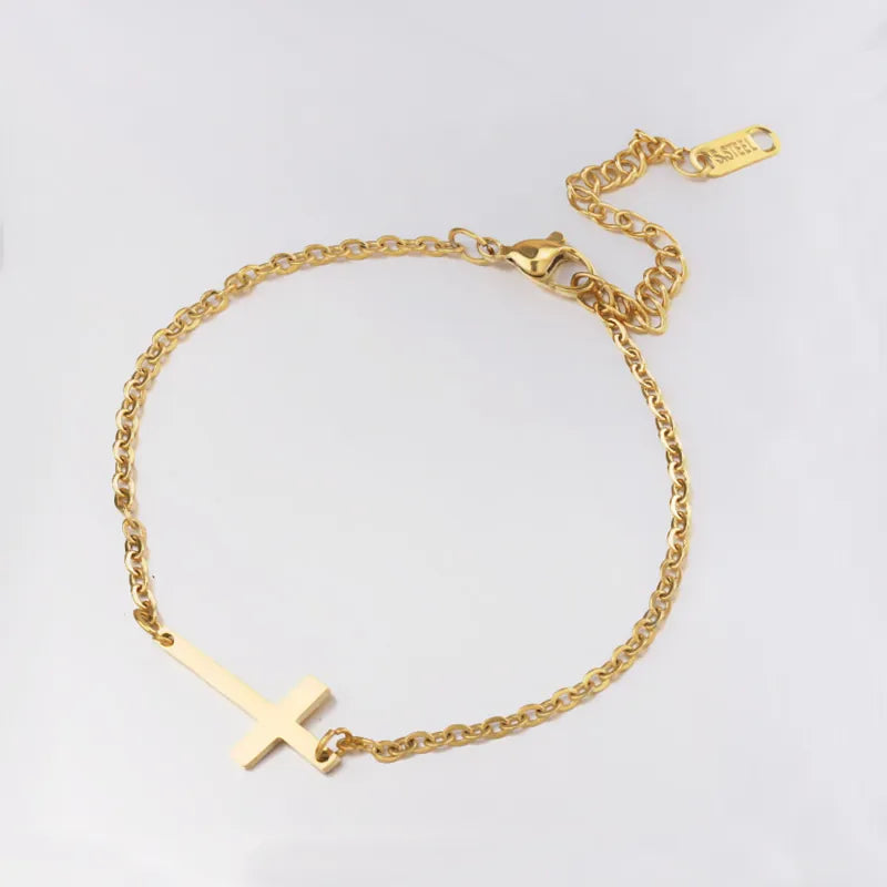 Sideways Cross Anklet