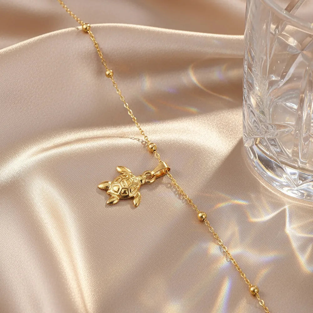 Turtle Bead Chain Anklet