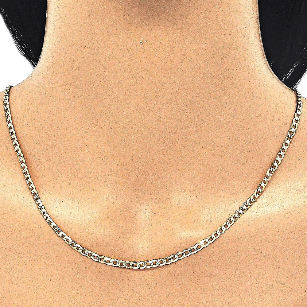Oro Laminado Basic Necklace, Gold Filled Style Curb Design, Polished, Golden Finish