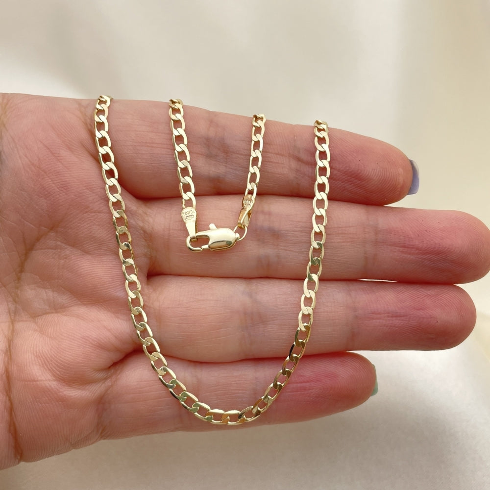 Oro Laminado Basic Necklace, Gold Filled Style Curb Design, Polished, Golden Finish