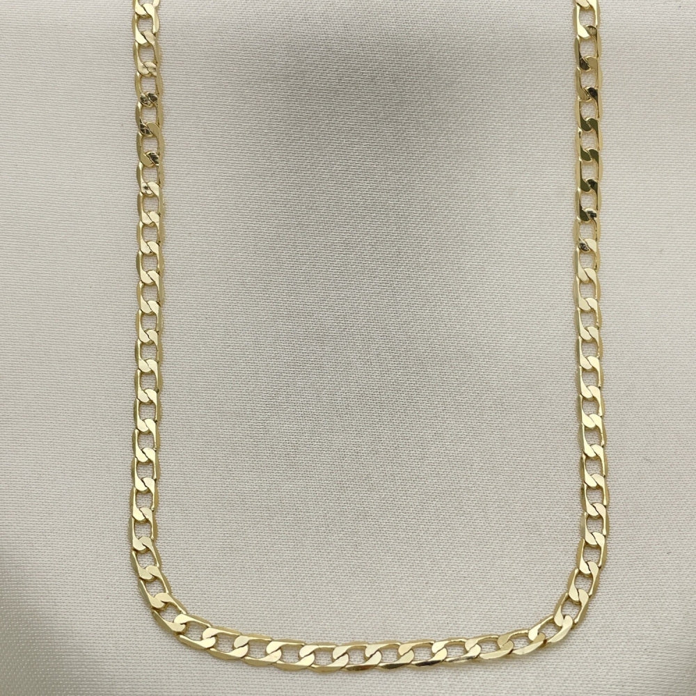 Oro Laminado Basic Necklace, Gold Filled Style Curb Design, Polished, Golden Finish
