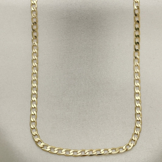Oro Laminado Basic Necklace, Gold Filled Style Curb Design, Polished, Golden Finish